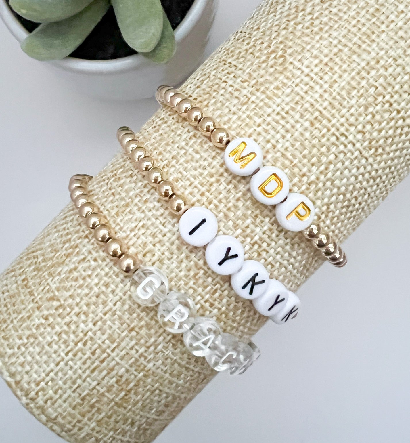 Custom Letter Bracelet Personalized Bead Bracelet Custom 